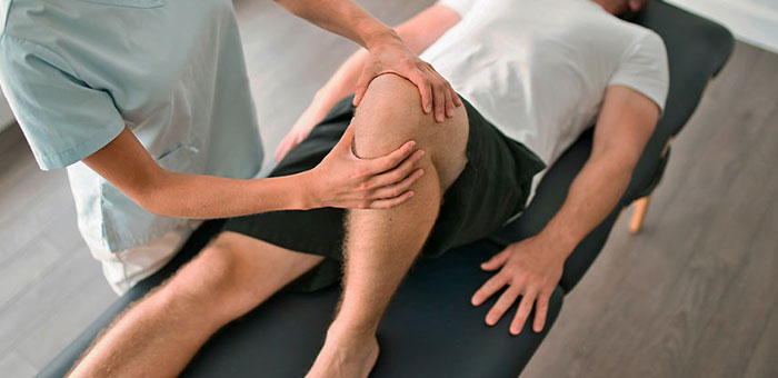 Patient receiving knee decompression in San Ramon for knee pain relief